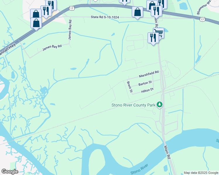 map of restaurants, bars, coffee shops, grocery stores, and more near 3714 Marshfield Road in Johns Island