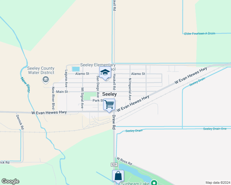 map of restaurants, bars, coffee shops, grocery stores, and more near in Seeley