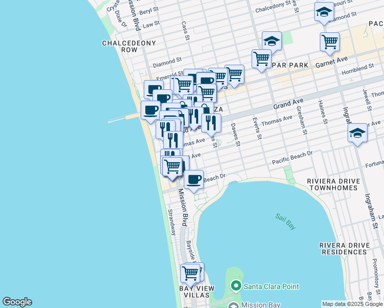 map of restaurants, bars, coffee shops, grocery stores, and more near 4239 Bayard Street in San Diego