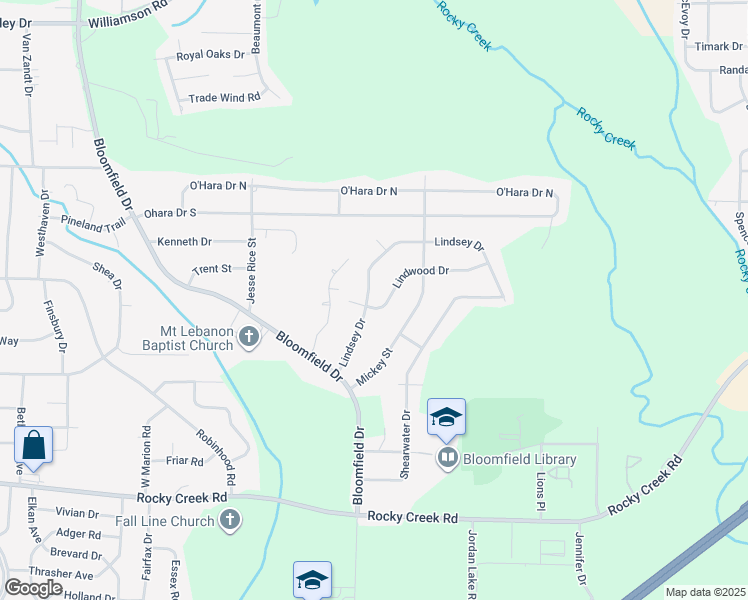 map of restaurants, bars, coffee shops, grocery stores, and more near 4002 Lindsey Drive in Macon