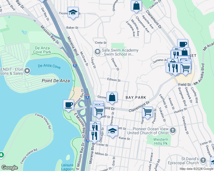 map of restaurants, bars, coffee shops, grocery stores, and more near 2916 Chicago Street in San Diego