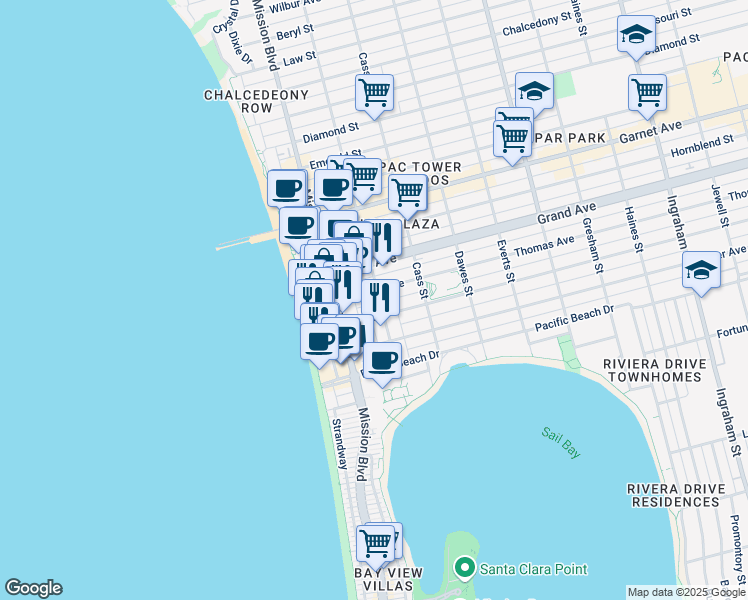 map of restaurants, bars, coffee shops, grocery stores, and more near 836 Reed Avenue in San Diego