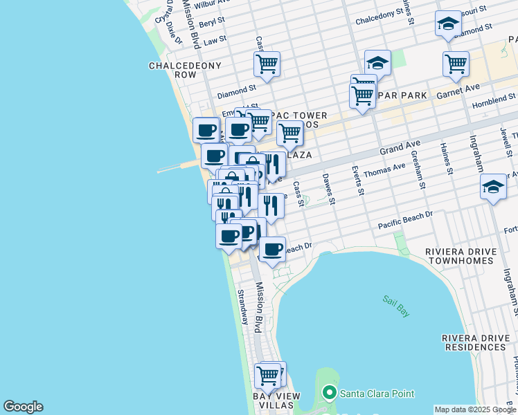 map of restaurants, bars, coffee shops, grocery stores, and more near 836 Reed Avenue in San Diego