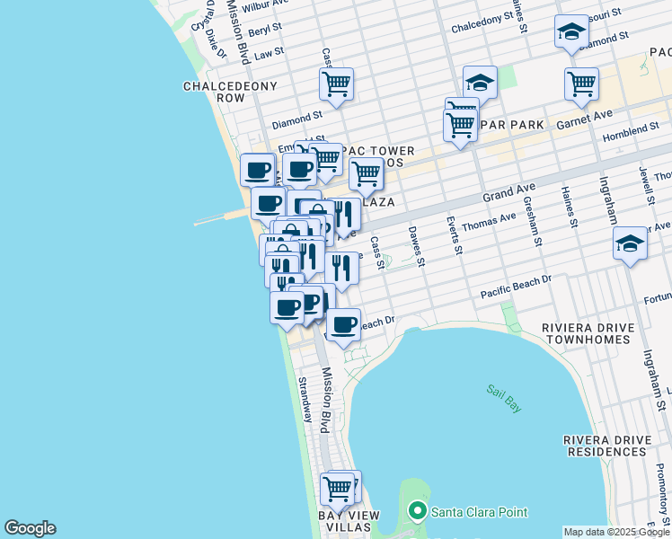 map of restaurants, bars, coffee shops, grocery stores, and more near 836 Reed Avenue in San Diego
