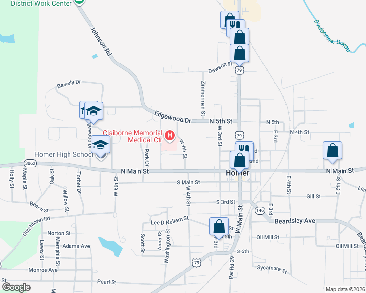 map of restaurants, bars, coffee shops, grocery stores, and more near 624-632 West 4th in Homer