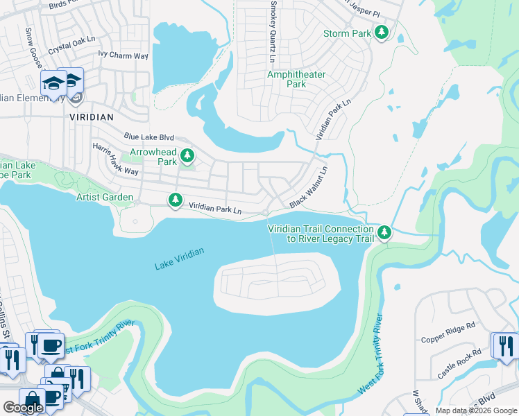 map of restaurants, bars, coffee shops, grocery stores, and more near 3584 Plum Vista Place in Euless