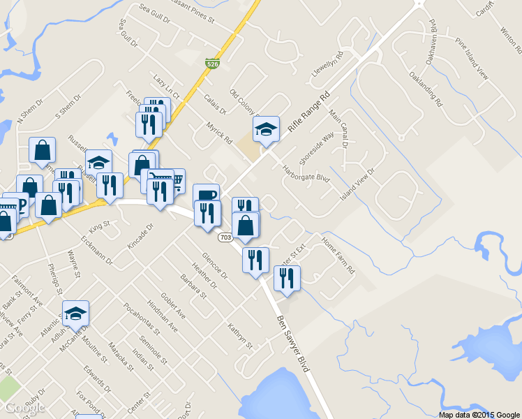 map of restaurants, bars, coffee shops, grocery stores, and more near 1105 Dawn View Terrace in Mt Pleasant