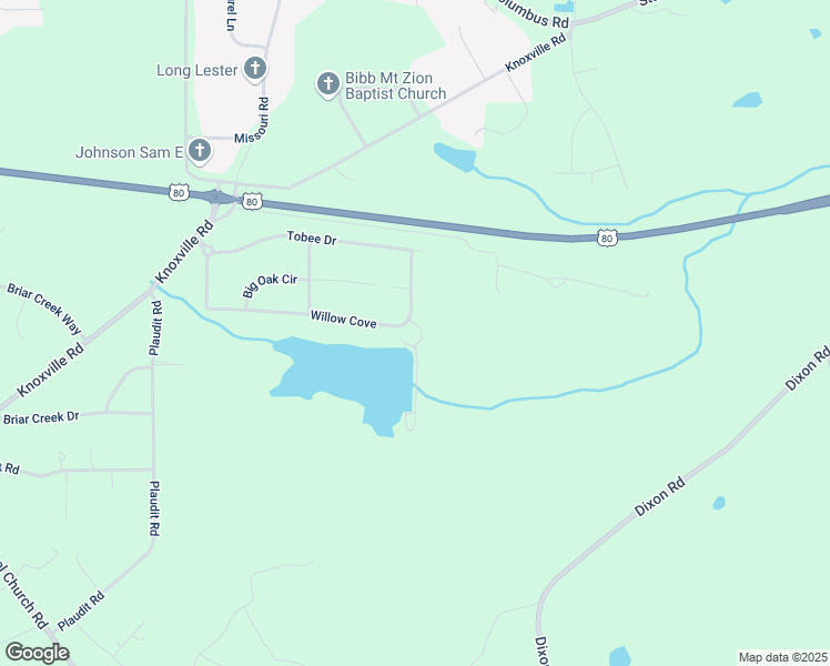 map of restaurants, bars, coffee shops, grocery stores, and more near 320 Willow Cove in Macon