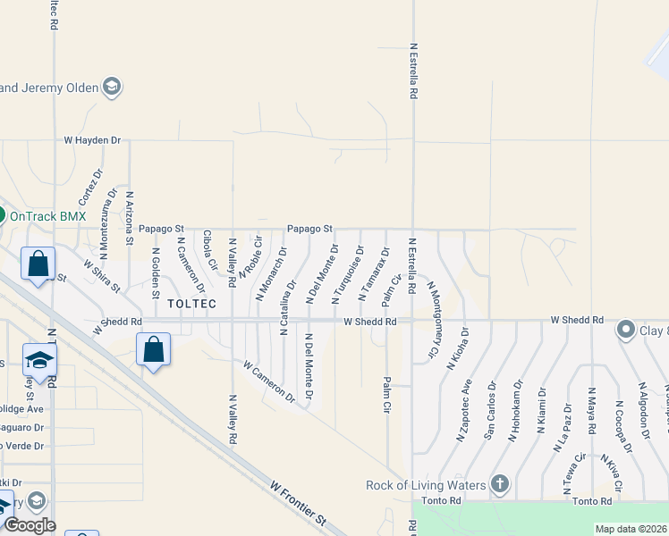 map of restaurants, bars, coffee shops, grocery stores, and more near 4115 North Del Monte Drive in Eloy