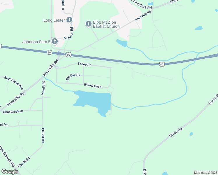 map of restaurants, bars, coffee shops, grocery stores, and more near 320 Willow Cove in Macon