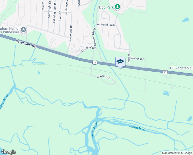 map of restaurants, bars, coffee shops, grocery stores, and more near 2065 Rookery Lane in Charleston