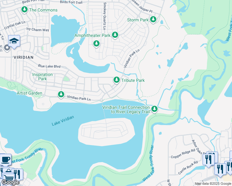 map of restaurants, bars, coffee shops, grocery stores, and more near 1307 Black Walnut Lane in Euless