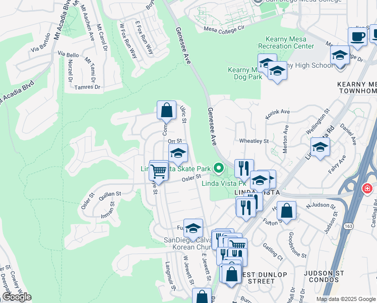 map of restaurants, bars, coffee shops, grocery stores, and more near 6658 Bell Court in San Diego