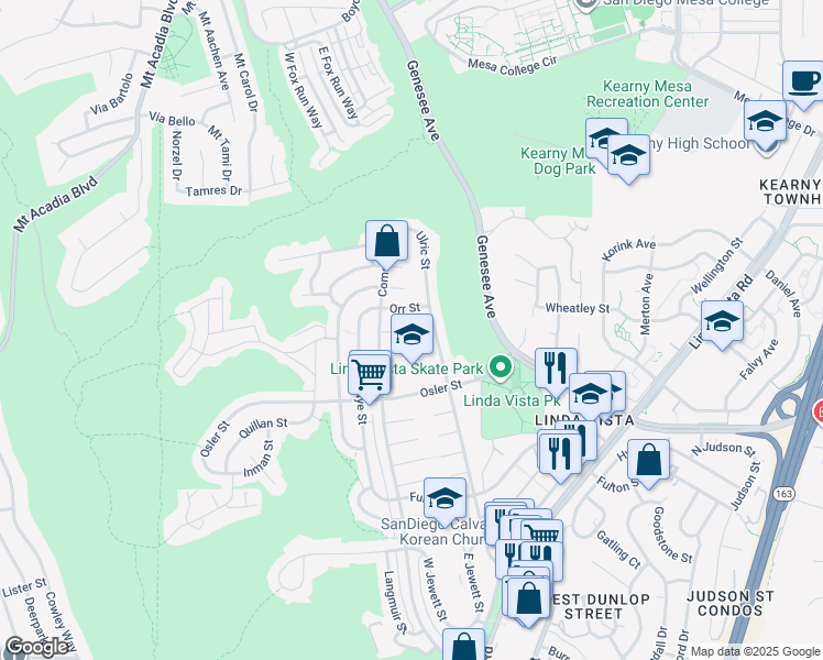 map of restaurants, bars, coffee shops, grocery stores, and more near 6658 Bell Court in San Diego