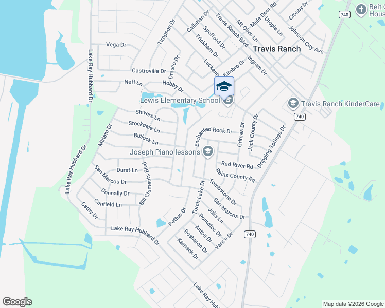 map of restaurants, bars, coffee shops, grocery stores, and more near 2060 Enchanted Rock Drive in Forney
