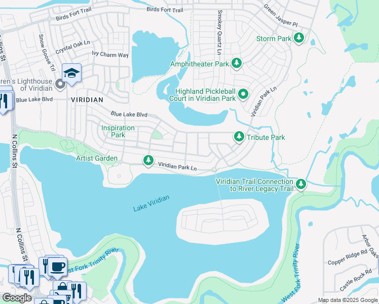 map of restaurants, bars, coffee shops, grocery stores, and more near 3598 Plum Vista Place in Arlington