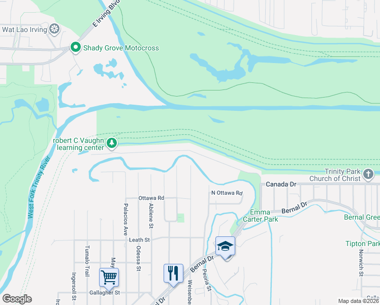 map of restaurants, bars, coffee shops, grocery stores, and more near 4642 Mexicana Road in Dallas
