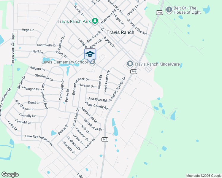 map of restaurants, bars, coffee shops, grocery stores, and more near Eagle Lake Drive in Travis Ranch