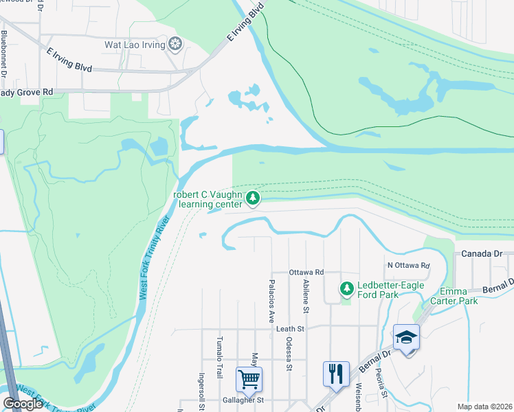 map of restaurants, bars, coffee shops, grocery stores, and more near 4952 Mexicana Road in Dallas