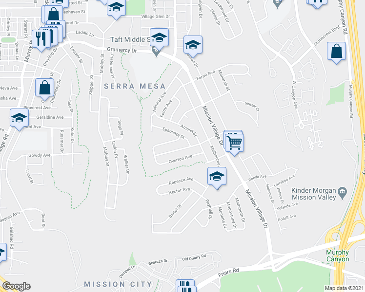 map of restaurants, bars, coffee shops, grocery stores, and more near 9248 Irvington Avenue in San Diego