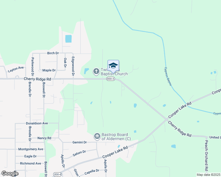 map of restaurants, bars, coffee shops, grocery stores, and more near 10550 Williamsburg Lane in Bastrop
