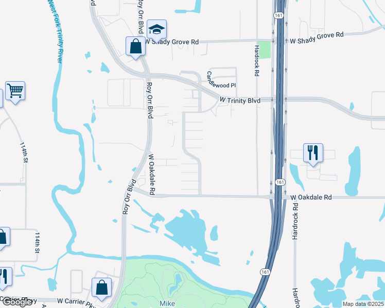 map of restaurants, bars, coffee shops, grocery stores, and more near 1362 Peach Tree Bend in Grand Prairie