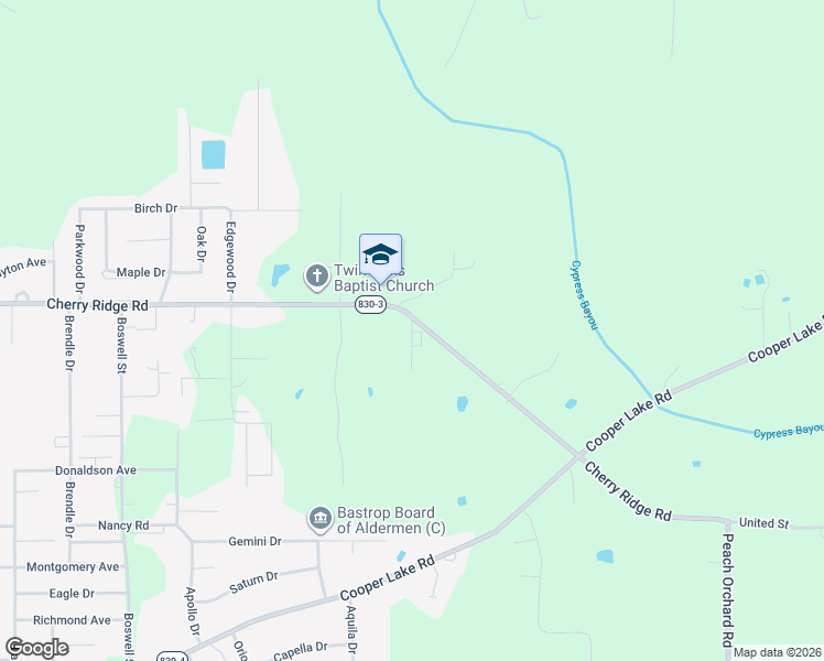 map of restaurants, bars, coffee shops, grocery stores, and more near 10520 Reeves Street in Bastrop