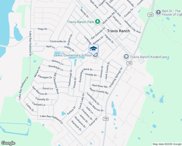 map of restaurants, bars, coffee shops, grocery stores, and more near 2011 Enchanted Rock Drive in Forney
