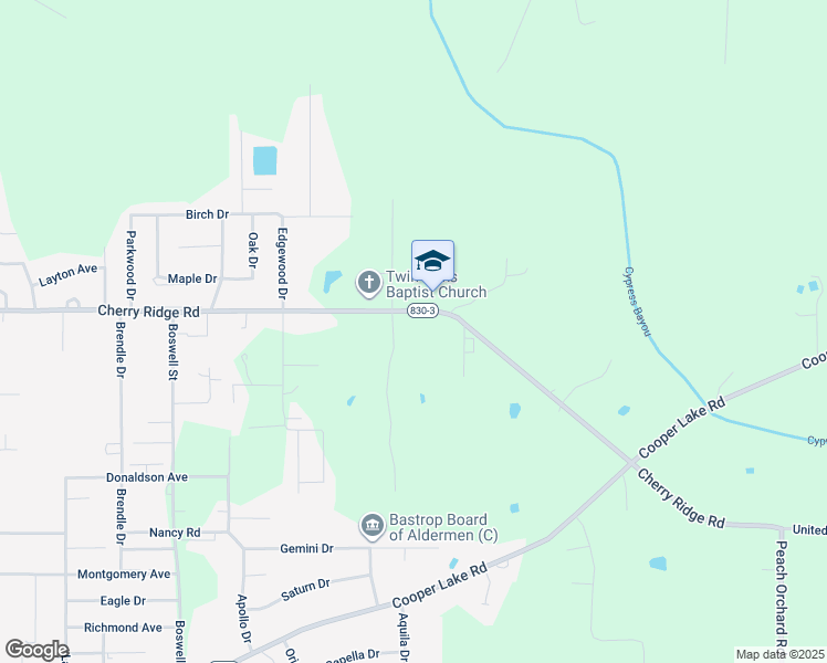 map of restaurants, bars, coffee shops, grocery stores, and more near 10550 Williamsburg Lane in Bastrop