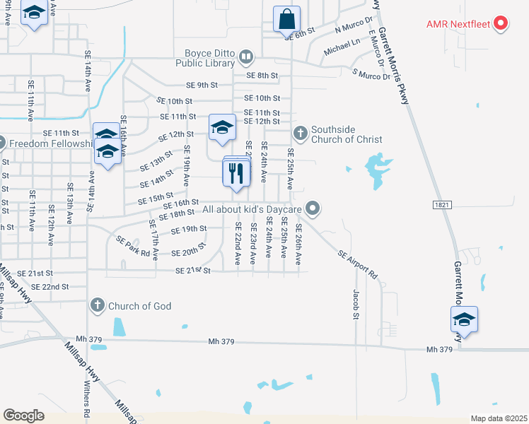 map of restaurants, bars, coffee shops, grocery stores, and more near 1702 Southeast 24th Avenue in Mineral Wells