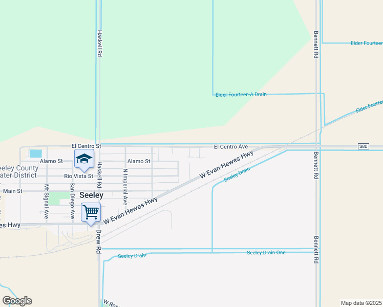 map of restaurants, bars, coffee shops, grocery stores, and more near 1713 El Centro Avenue in Seeley