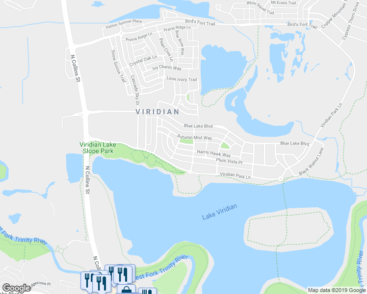 map of restaurants, bars, coffee shops, grocery stores, and more near 1108 Badger Vine Lane in Arlington