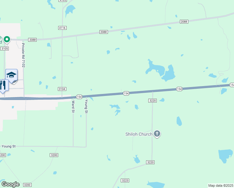 map of restaurants, bars, coffee shops, grocery stores, and more near Highway 154 in Quitman