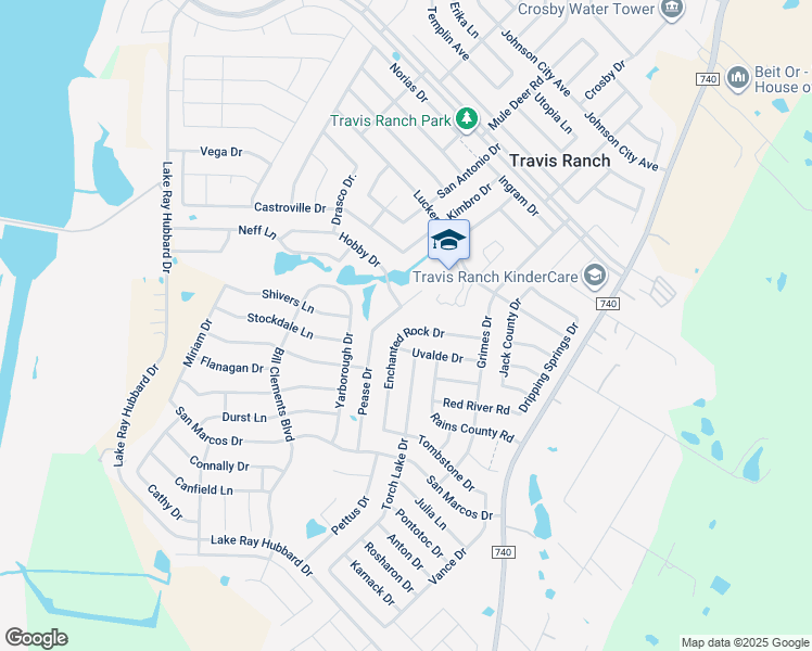 map of restaurants, bars, coffee shops, grocery stores, and more near 2030 Enchanted Rock Drive in Forney