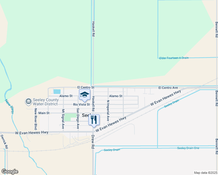 map of restaurants, bars, coffee shops, grocery stores, and more near 2816 El Centro Street in El Centro