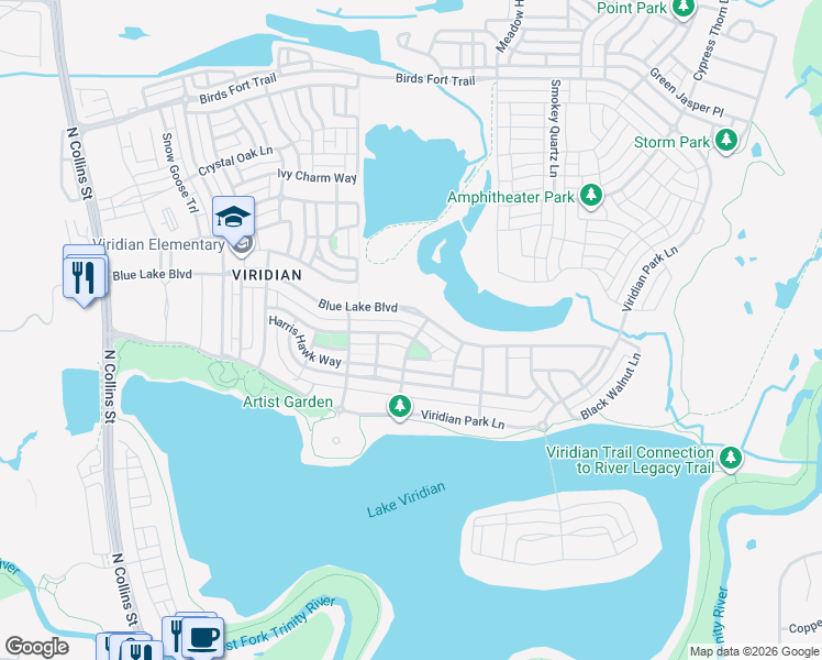 map of restaurants, bars, coffee shops, grocery stores, and more near 1235 Autumn Mist Way in Arlington
