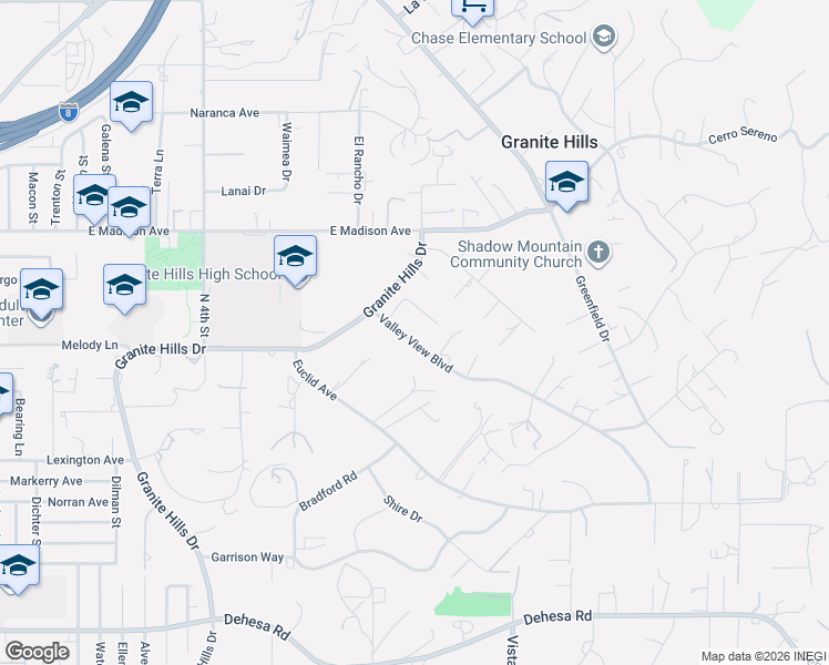 map of restaurants, bars, coffee shops, grocery stores, and more near 1927 Fernbrook Court in El Cajon