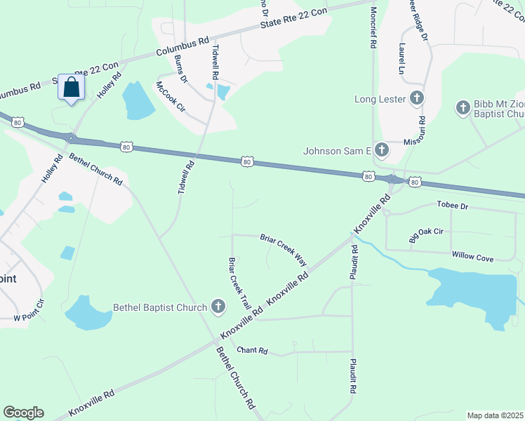 map of restaurants, bars, coffee shops, grocery stores, and more near 313 Briar Creek Lane in Lizella