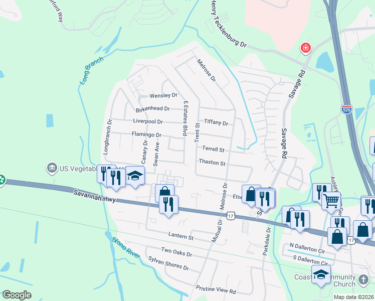 map of restaurants, bars, coffee shops, grocery stores, and more near 823 Trent Street in Charleston