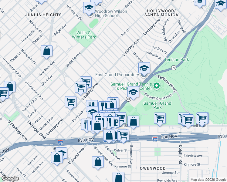 map of restaurants, bars, coffee shops, grocery stores, and more near 925 Grandview Avenue in Dallas