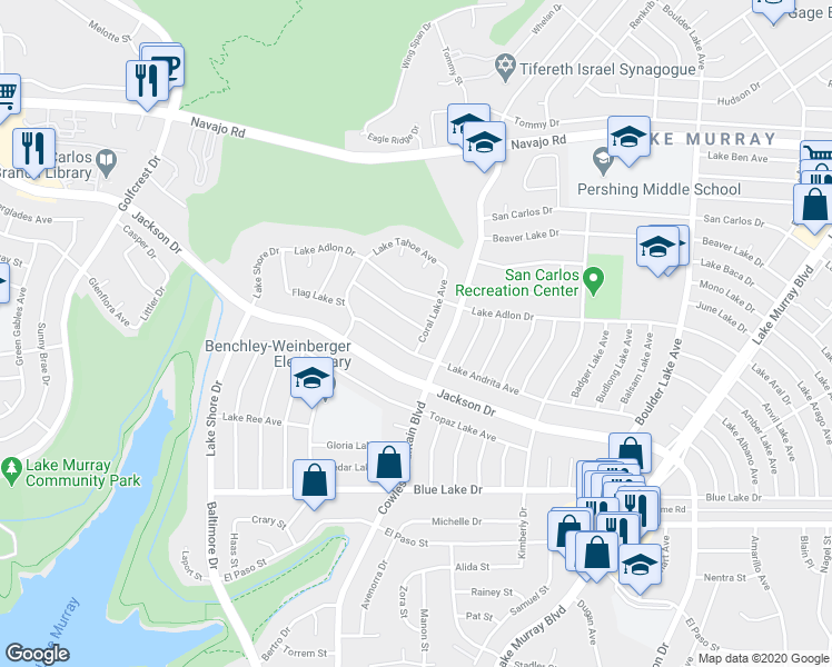 map of restaurants, bars, coffee shops, grocery stores, and more near 7871 Compass Lake Drive in San Diego