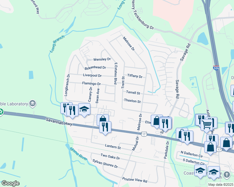 map of restaurants, bars, coffee shops, grocery stores, and more near 823 Trent Street in Charleston
