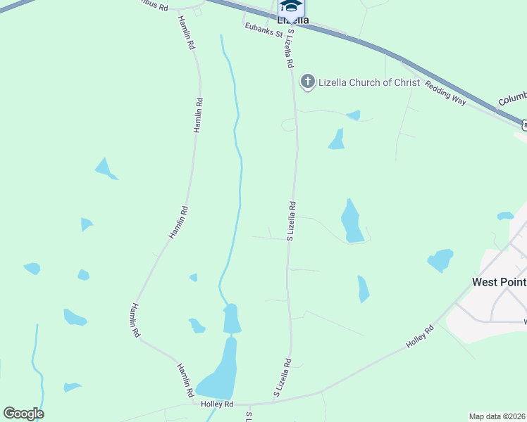 map of restaurants, bars, coffee shops, grocery stores, and more near 3155 South Lizella Road in Lizella