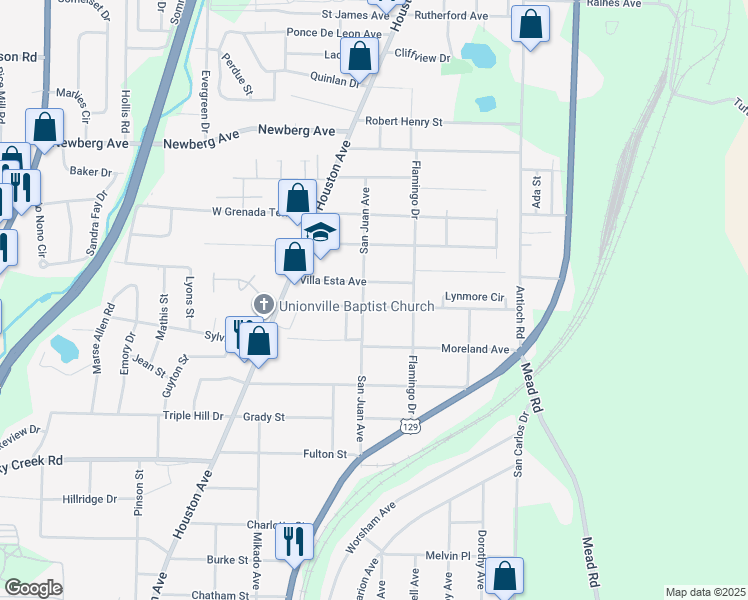 map of restaurants, bars, coffee shops, grocery stores, and more near 683 Lynmore Avenue in Macon