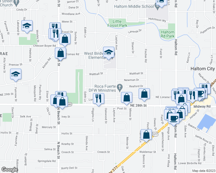 map of restaurants, bars, coffee shops, grocery stores, and more near 4317 Conkling Avenue in Fort Worth