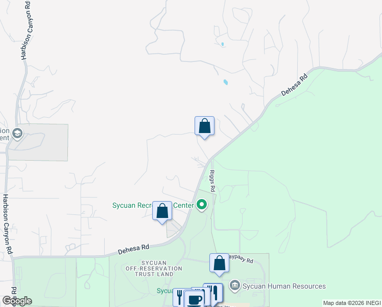 map of restaurants, bars, coffee shops, grocery stores, and more near 5676 Dehesa Road in El Cajon