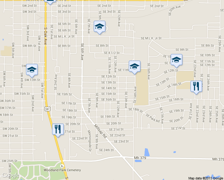 map of restaurants, bars, coffee shops, grocery stores, and more near 1202 Southeast 14th Street in Mineral Wells