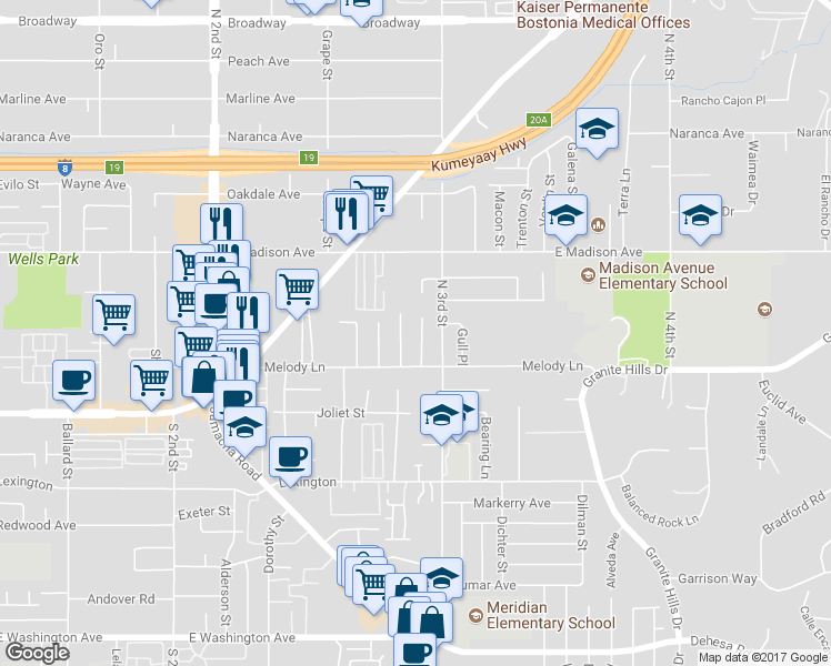 map of restaurants, bars, coffee shops, grocery stores, and more near 290 Fiesta Ln in El Cajon