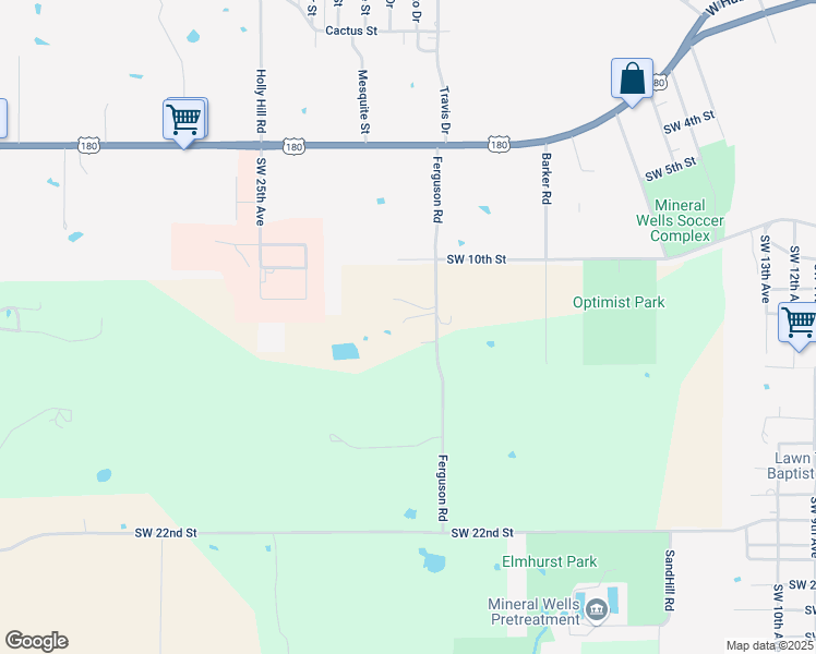 map of restaurants, bars, coffee shops, grocery stores, and more near 1210 Ferguson Road in Mineral Wells