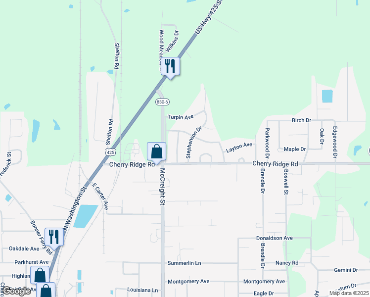 map of restaurants, bars, coffee shops, grocery stores, and more near 10561-10643 Stephenson Dr in Bastrop